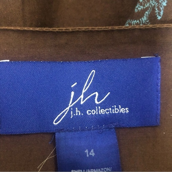 JH Collectibles full pleated brown skirt with turquoise bead detail size 14 - Picture 8 of 9